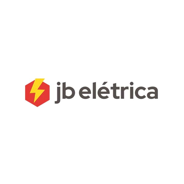 Marca JB Elétrica com símbolo de raio em formato hexagonal e identidade visual moderna para serviços elétricos