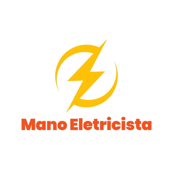 Logotipo Mano Eletricista com símbolo de raio amarelo estilizado e tipografia moderna em destaque